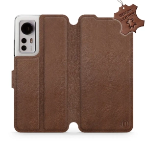 Etui ze skóry naturalnej do Xiaomi 12 - wzór Brown Leather