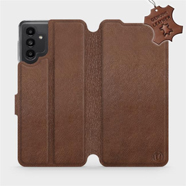 Etui ze skóry naturalnej do Samsung Galaxy A13 5G - wzór Brown Leather