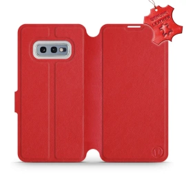 Etui ze skóry naturalnej do Samsung Galaxy S10e - wzór Red Leather