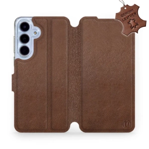 Etui ze skóry naturalnej do Samsung Galaxy S25 FE 5G - wzór Brown Leather