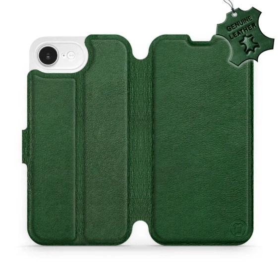 Etui ze skóry naturalnej do Apple iPhone 16e - wzór Green Leather