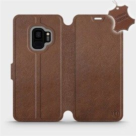 Etui ze skóry naturalnej do Samsung Galaxy S9 - wzór Brown Leather