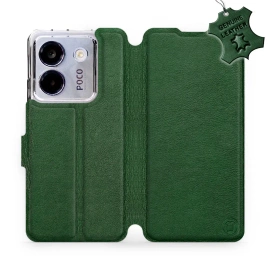 Etui ze skóry naturalnej do Xiaomi POCO M7 Pro 5G - wzór Green Leather