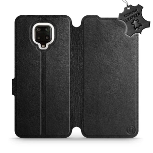 Etui ze skóry naturalnej do Xiaomi Redmi Note 9 Pro - wzór Black Leather