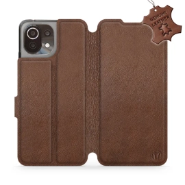Etui ze skóry naturalnej do Xiaomi Mi 11 Lite - wzór Brown Leather