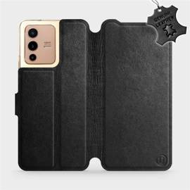 Etui ze skóry naturalnej do Vivo V23 5G - wzór Black Leather
