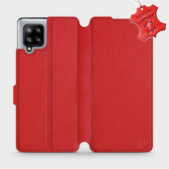 Etui ze skóry naturalnej do Samsung Galaxy A42 - wzór Red Leather