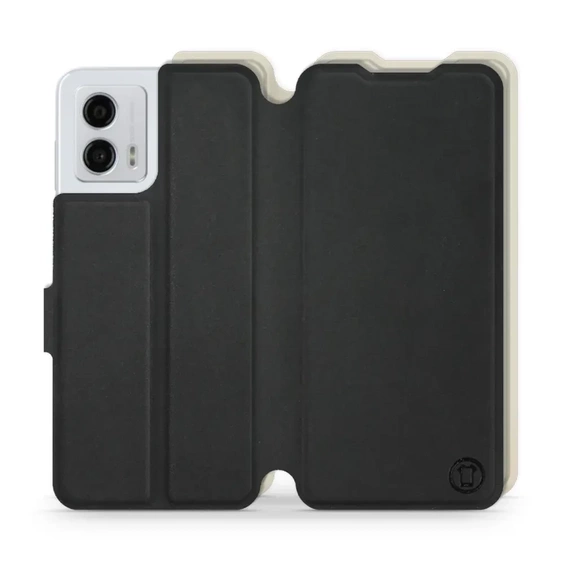 Etui Soft Touch do Motorola Moto G53 5G - wzór Satynowa czerń z platyną