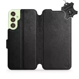 Etui ze skóry naturalnej do Samsung Galaxy A24 - wzór Black Leather