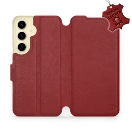 Etui ze skóry naturalnej do Samsung Galaxy S24 - wzór Dark Red Leather