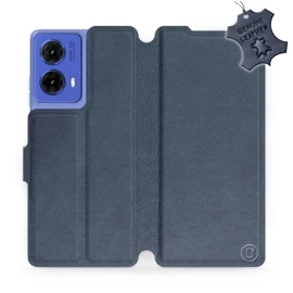 Etui ze skóry naturalnej do Motorola Moto G85 5G - wzór Blue Leather