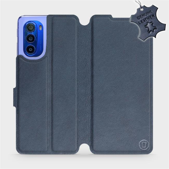 Etui ze skóry naturalnej do Motorola Moto G51 5G - wzór Blue Leather