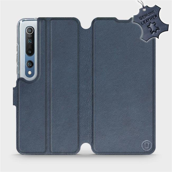 Etui ze skóry naturalnej do Xiaomi Mi 10 - wzór Blue Leather