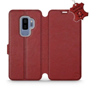 Etui ze skóry naturalnej do Samsung Galaxy S9 Plus - wzór Dark Red Leather