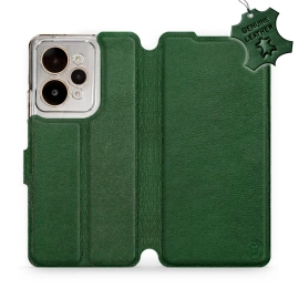 Etui ze skóry naturalnej do Realme 15 Pro 5G - wzór Green Leather