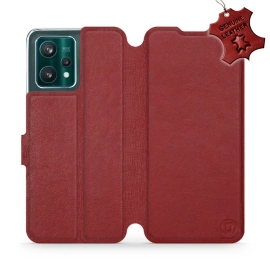 Etui ze skóry naturalnej do Realme 9 Pro Plus - wzór Dark Red Leather