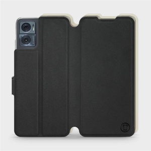 Etui Soft Touch do Motorola Moto E22i - wzór Satynowa czerń z platyną