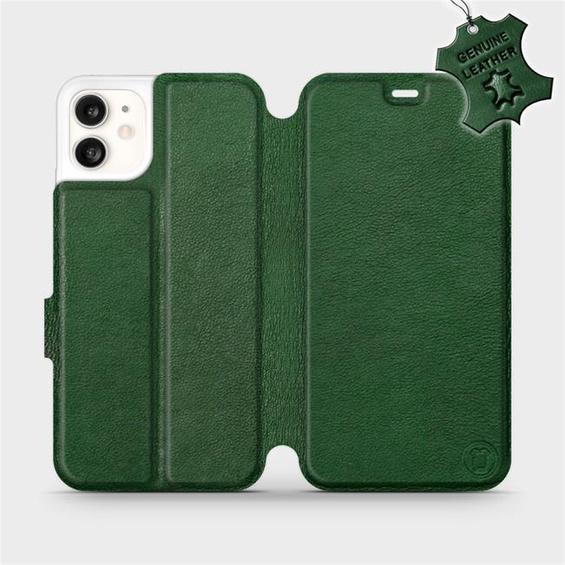 Etui ze skóry naturalnej do Apple iPhone 11 - wzór Green Leather