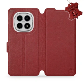 Etui ze skóry naturalnej do Xiaomi Redmi Note 15 4G - wzór Dark Red Leather