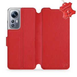 Etui ze skóry naturalnej do Xiaomi 12S - wzór Red Leather