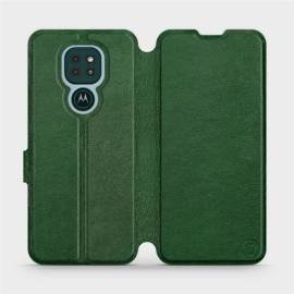 Etui ze skóry naturalnej do Motorola Moto G9 Play - wzór Green Leather