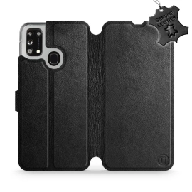 Etui ze skóry naturalnej do Samsung Galaxy M21 - wzór Black Leather