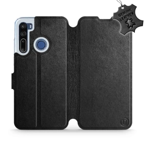 Etui ze skóry naturalnej do HTC Desire 20 Pro - wzór Black Leather