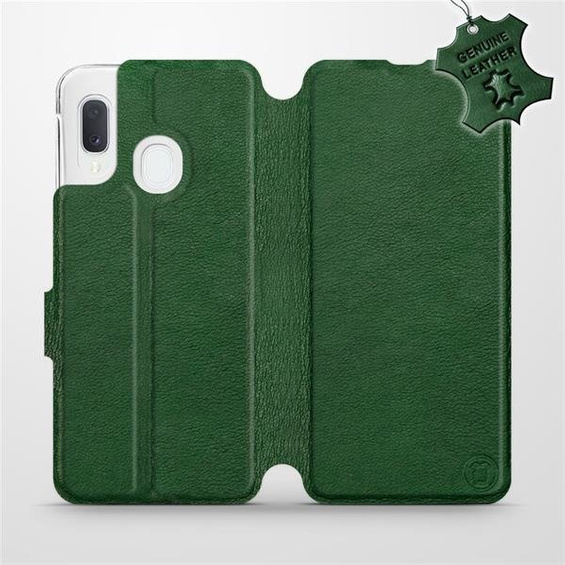 Etui ze skóry naturalnej do Samsung Galaxy A20e - wzór Green Leather