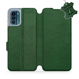 Etui ze skóry naturalnej do Nokia G21 - wzór Green Leather