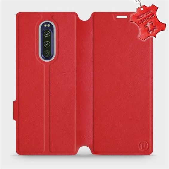 Etui ze skóry naturalnej do Sony Xperia 1 - wzór Red Leather