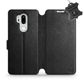 Etui ze skóry naturalnej do LG G7 ThinQ - wzór Black Leather