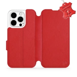 Etui ze skóry naturalnej do Apple iPhone 15 Pro - wzór Red Leather