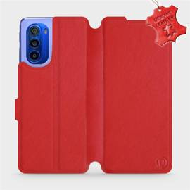 Etui ze skóry naturalnej do Motorola Moto G51 5G - wzór Red Leather
