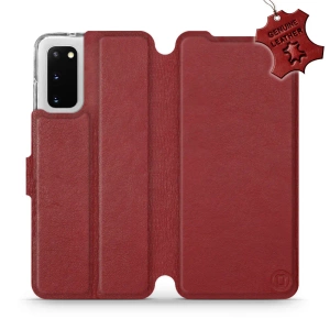 Etui ze skóry naturalnej do Samsung Galaxy S20 - wzór Dark Red Leather