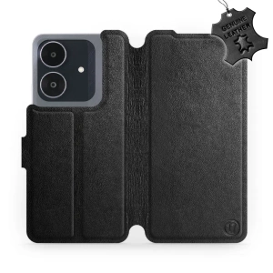 Etui ze skóry naturalnej do Realme Note 60 - wzór Black Leather
