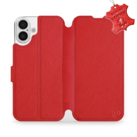 Etui ze skóry naturalnej do Apple iPhone 16 Plus - wzór Red Leather