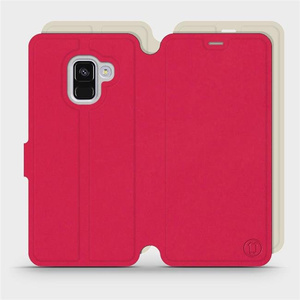 Etui Soft Touch do Samsung Galaxy A8 2018 - wzór Żywa czerwień z platyną