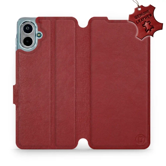 Etui ze skóry naturalnej do Samsung Galaxy A07 - wzór Dark Red Leather