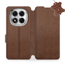 Etui ze skóry naturalnej do Xiaomi Redmi Note 14 Pro 4G - wzór Brown Leather