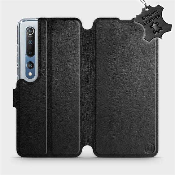 Etui ze skóry naturalnej do Xiaomi Mi 10 - wzór Black Leather