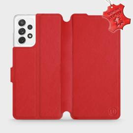Etui ze skóry naturalnej do Samsung Galaxy A72 - wzór Red Leather