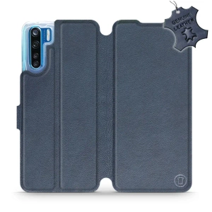 Etui ze skóry naturalnej do OPPO A91 - wzór Blue Leather