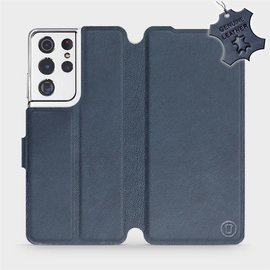 Etui ze skóry naturalnej do Samsung Galaxy S21 Ultra - wzór Blue Leather