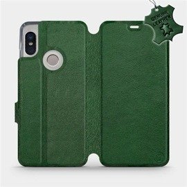 Etui ze skóry naturalnej do Xiaomi Redmi Note 5 - wzór Green Leather