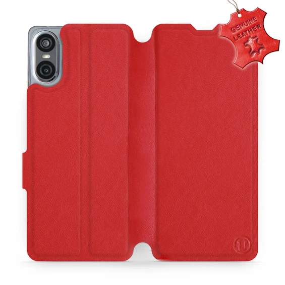 Etui ze skóry naturalnej do Sony Xperia 10 VI - wzór Red Leather