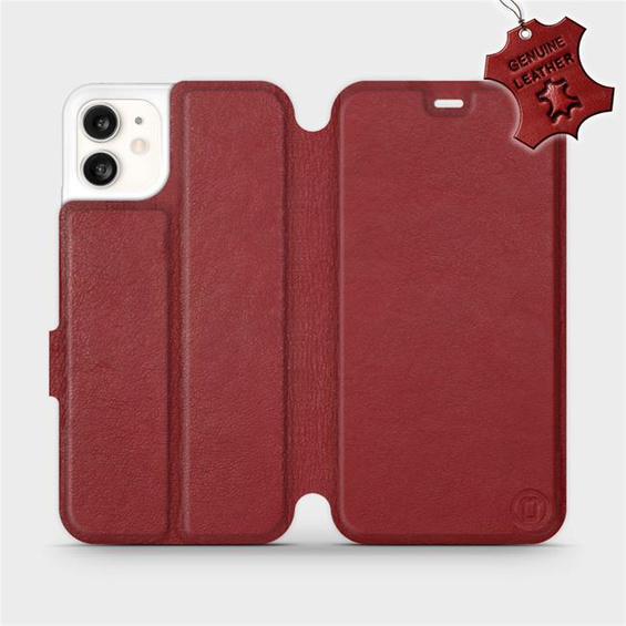 Etui ze skóry naturalnej do Apple iPhone 11 - wzór Dark Red Leather