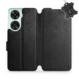 Etui ze skóry naturalnej do Huawei Nova 12 SE - wzór Black Leather