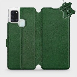 Etui ze skóry naturalnej do Samsung Galaxy A21S - wzór Green Leather