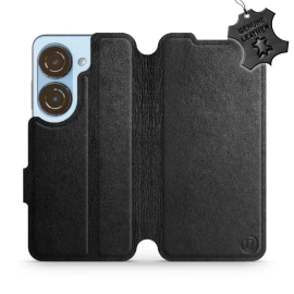 Etui ze skóry naturalnej do Asus Zenfone 10 - wzór Black Leather
