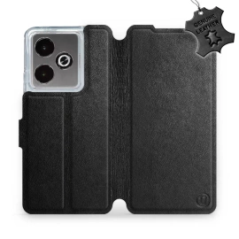 Etui ze skóry naturalnej do Realme GT 7T - wzór Black Leather